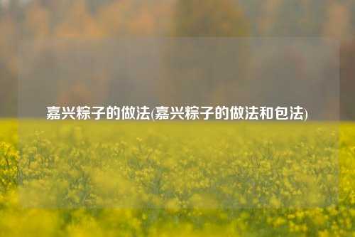 嘉兴粽子的做法(嘉兴粽子的做法和包法)