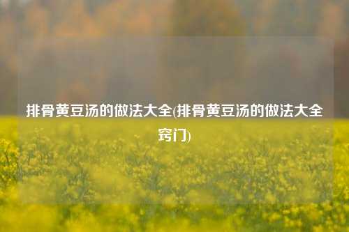 排骨黄豆汤的做法大全(排骨黄豆汤的做法大全窍门)